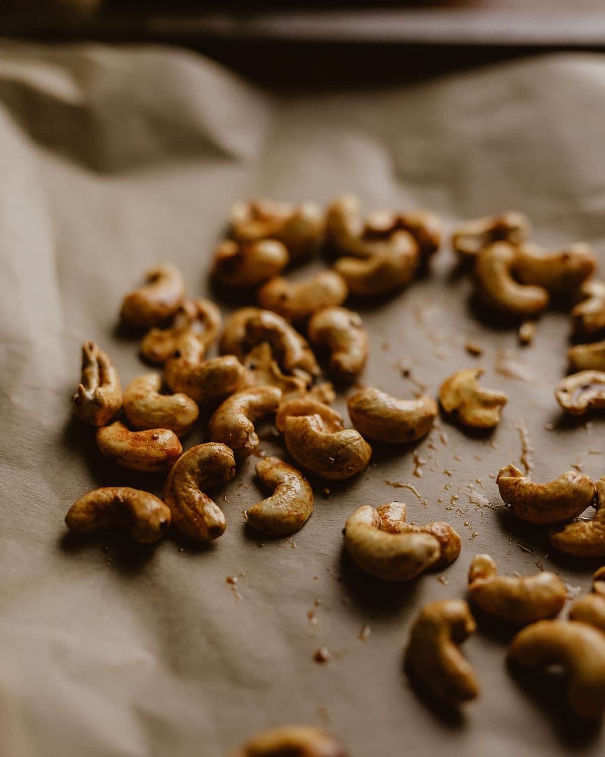 BM roasted cashews on baking paper