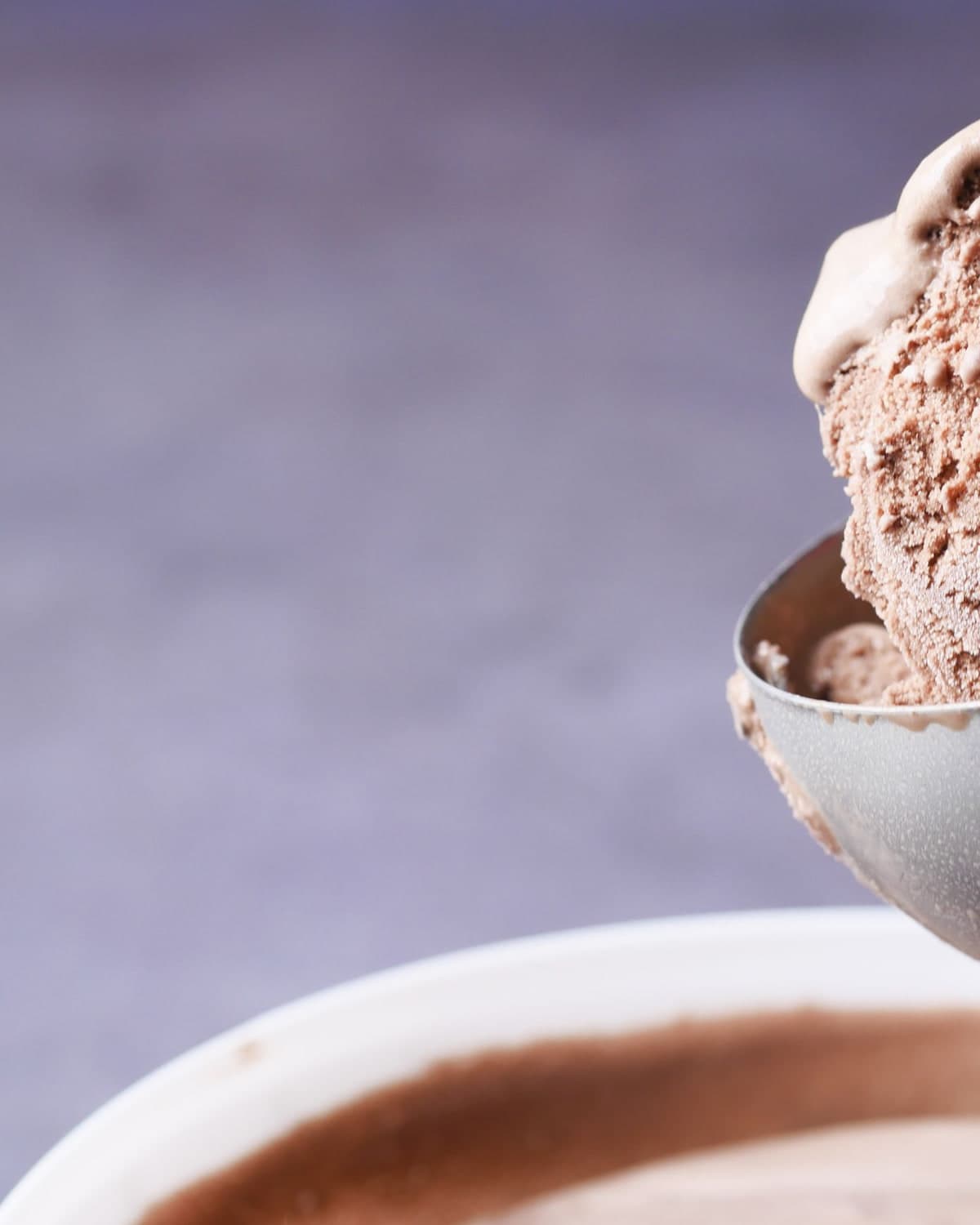 A scoop of chocolate ice cream