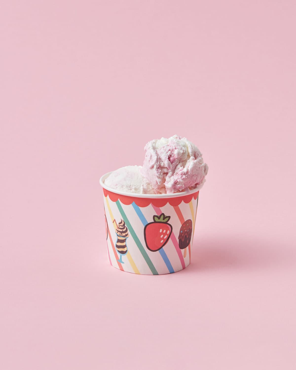 Strawberry ice cream in a cup